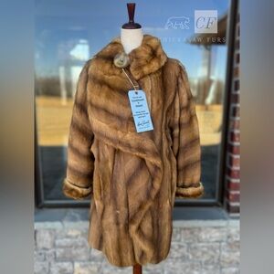 Unisex M/L Mid Length Vintage SIBERIAN WEASEL Fur Stroller Coat Trapeze